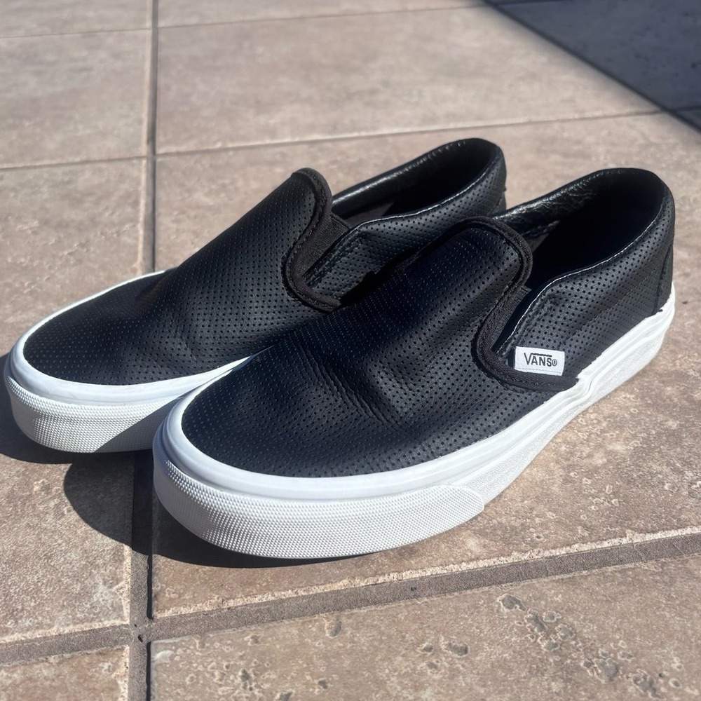 Vans Classic Slip-On Perf Leather shoes in black Size 5.5 women's